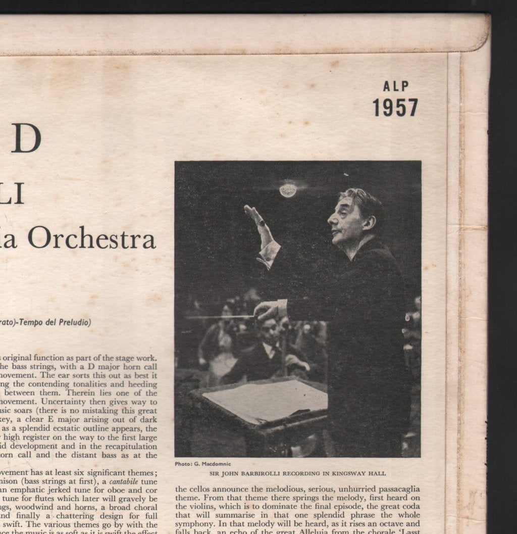 Sir John Barbirolli / Philharmonia Orchestra - Vaughan Williams - Symphony No.5 In D Major - Lp