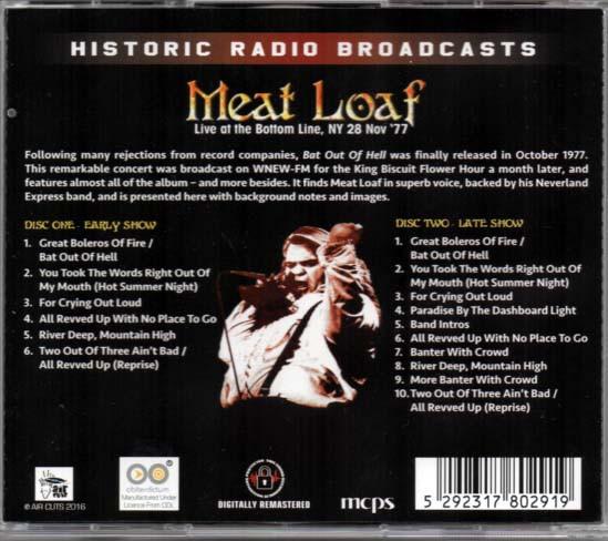 Meat Loaf - Live At The Bottom Line, NY 28 Nov '77 - Double Cd
