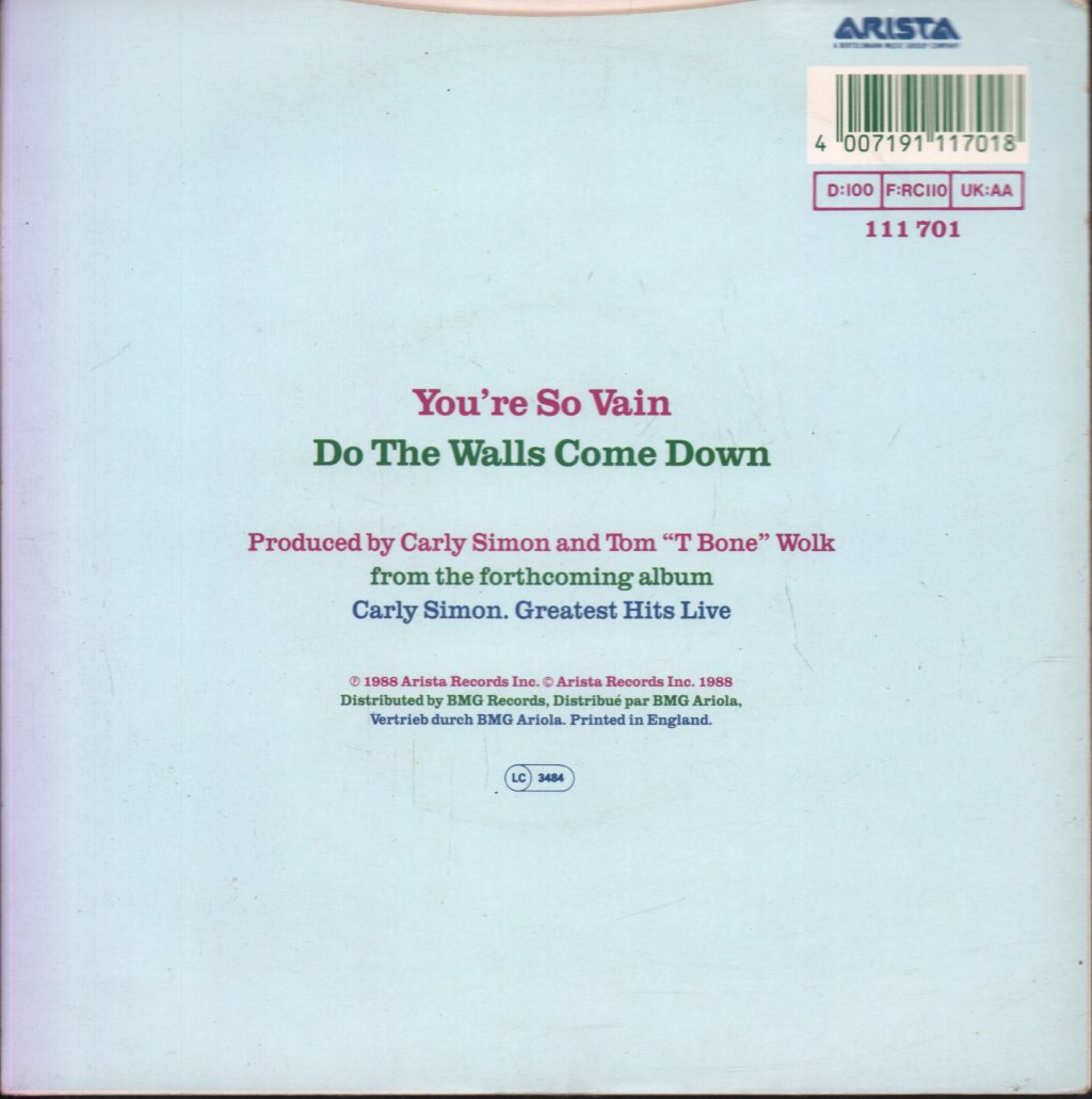 Carly Simon - You're So Vain - 7 Inch