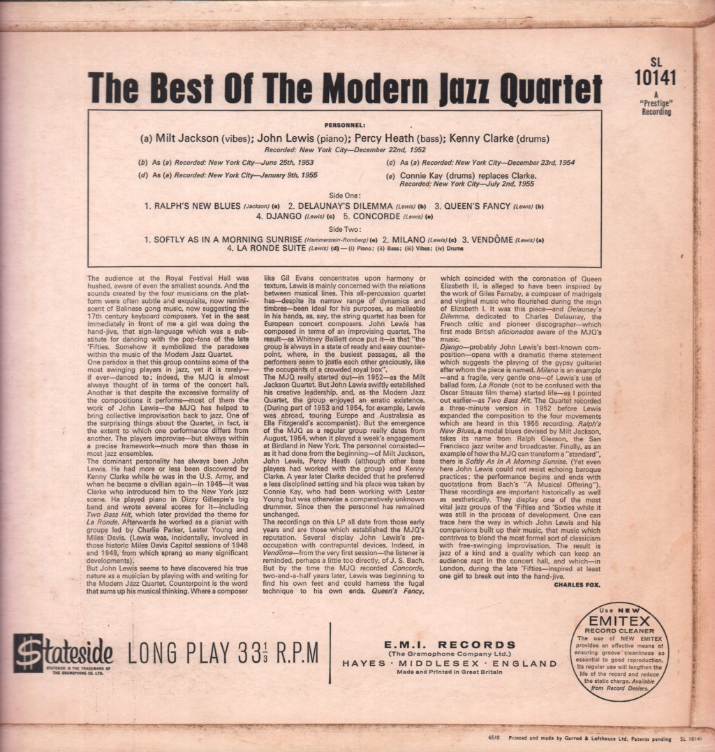 Modern Jazz Quartet - Best Of The - Lp