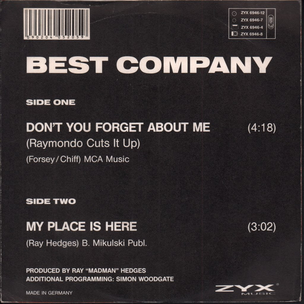 Best Company - Don't You Forget About Me - 7 Inch