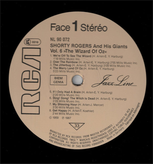 Shorty Rogers And His Giants - Vol.6 The Wizard Of Oz - Lp