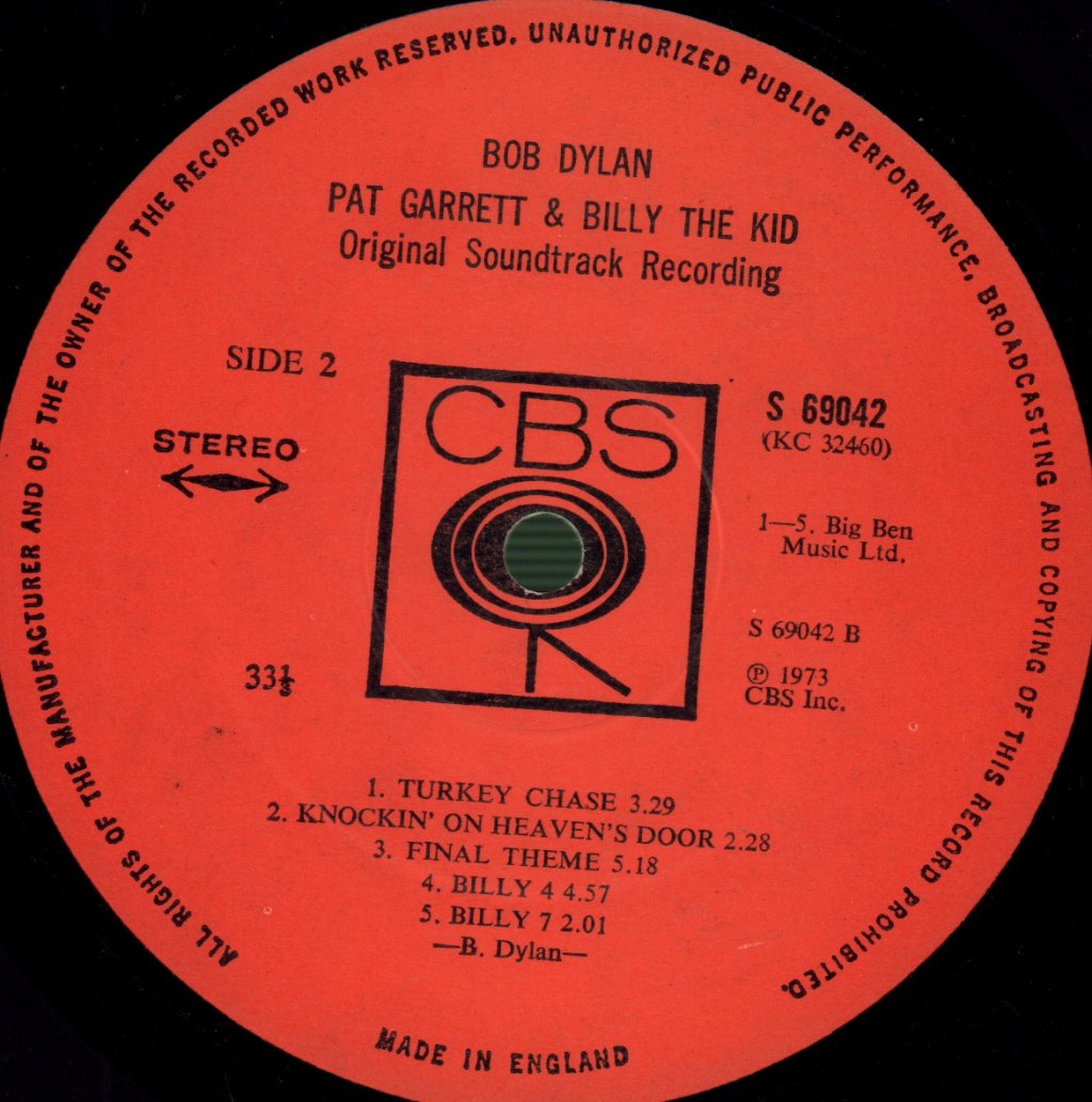 Bob Dylan - Pat Garrett & Billy The Kid - Lp