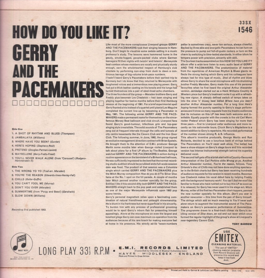 Gerry And The Pacemakers - How Do You Like It - Lp