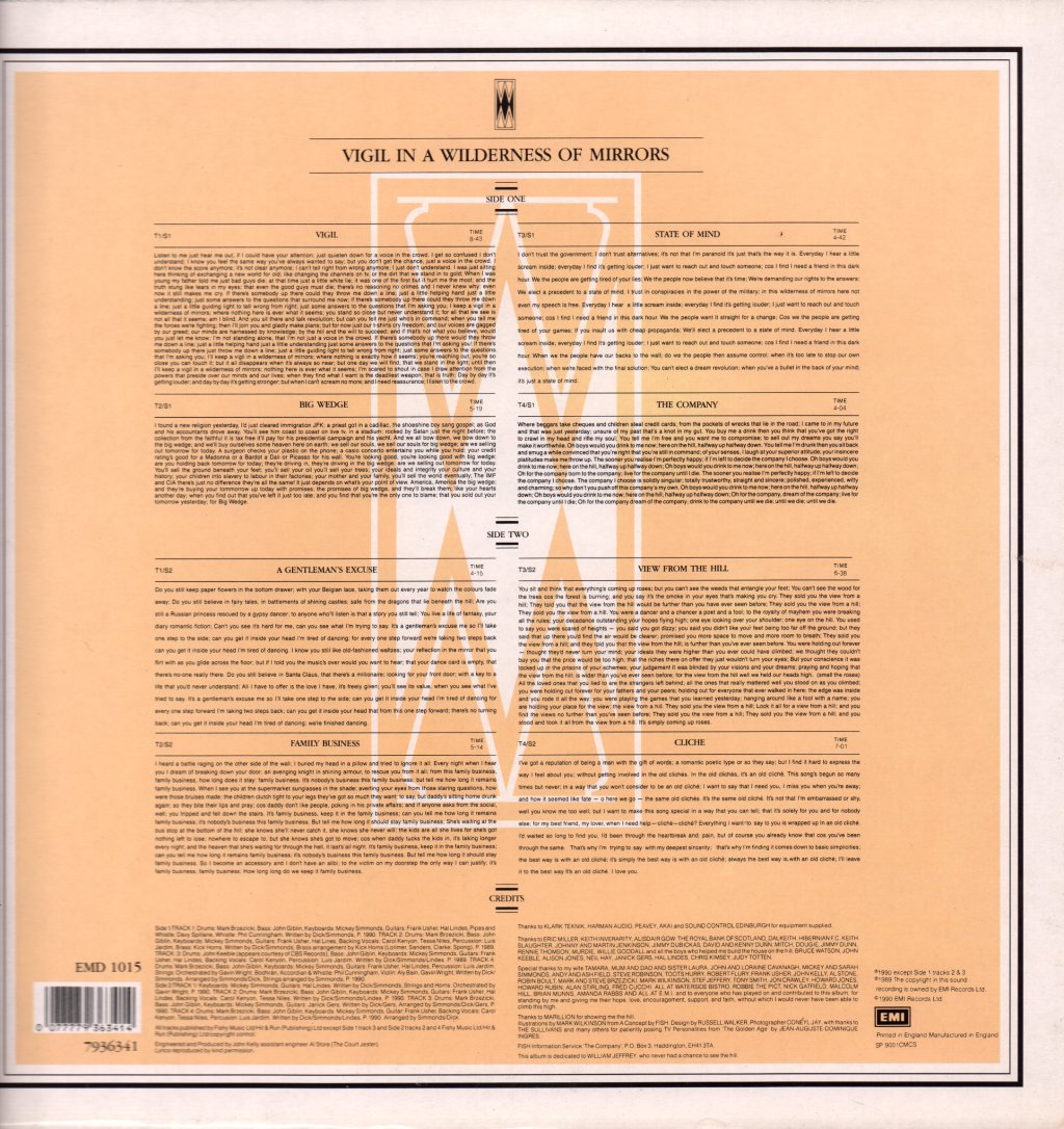 Fish - Vigil In A Wilderness Of Mirrors - Lp