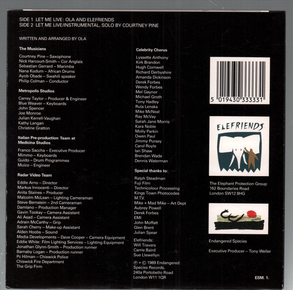 Ola And Elefriends - Let Me Live - 7 Inch