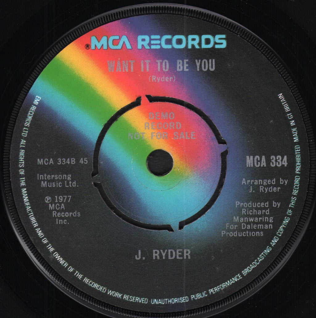 J. Ryder - Let Me Be Your Lover - 7 Inch