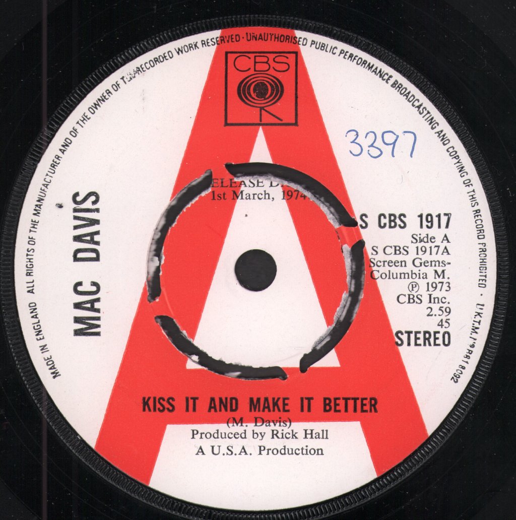 Mac Davis - Kiss It And Make It Better - 7 Inch