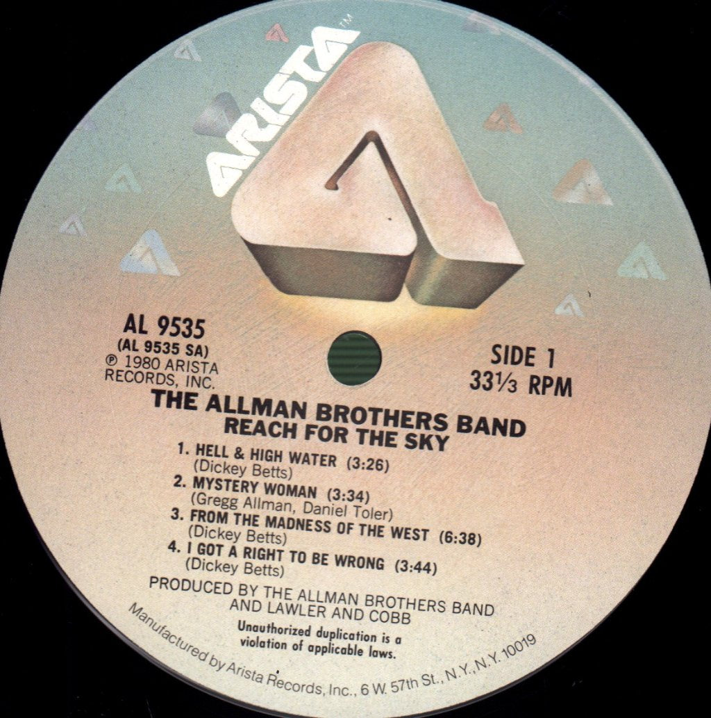 Allman Brothers Band - Reach For The Sky - Lp