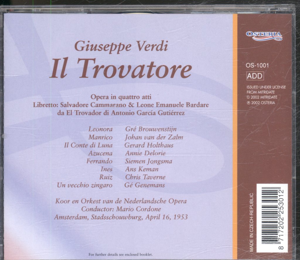 Mario Cordone - Verdi - Il Trovatore - Cd