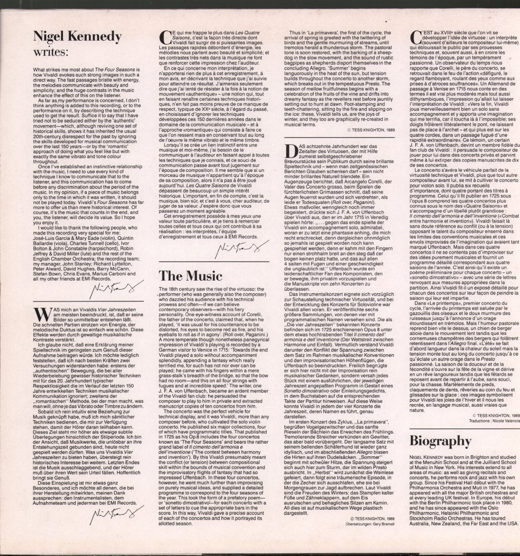 Nigel Kennedy - Vivaldi - Four Seasons - Lp