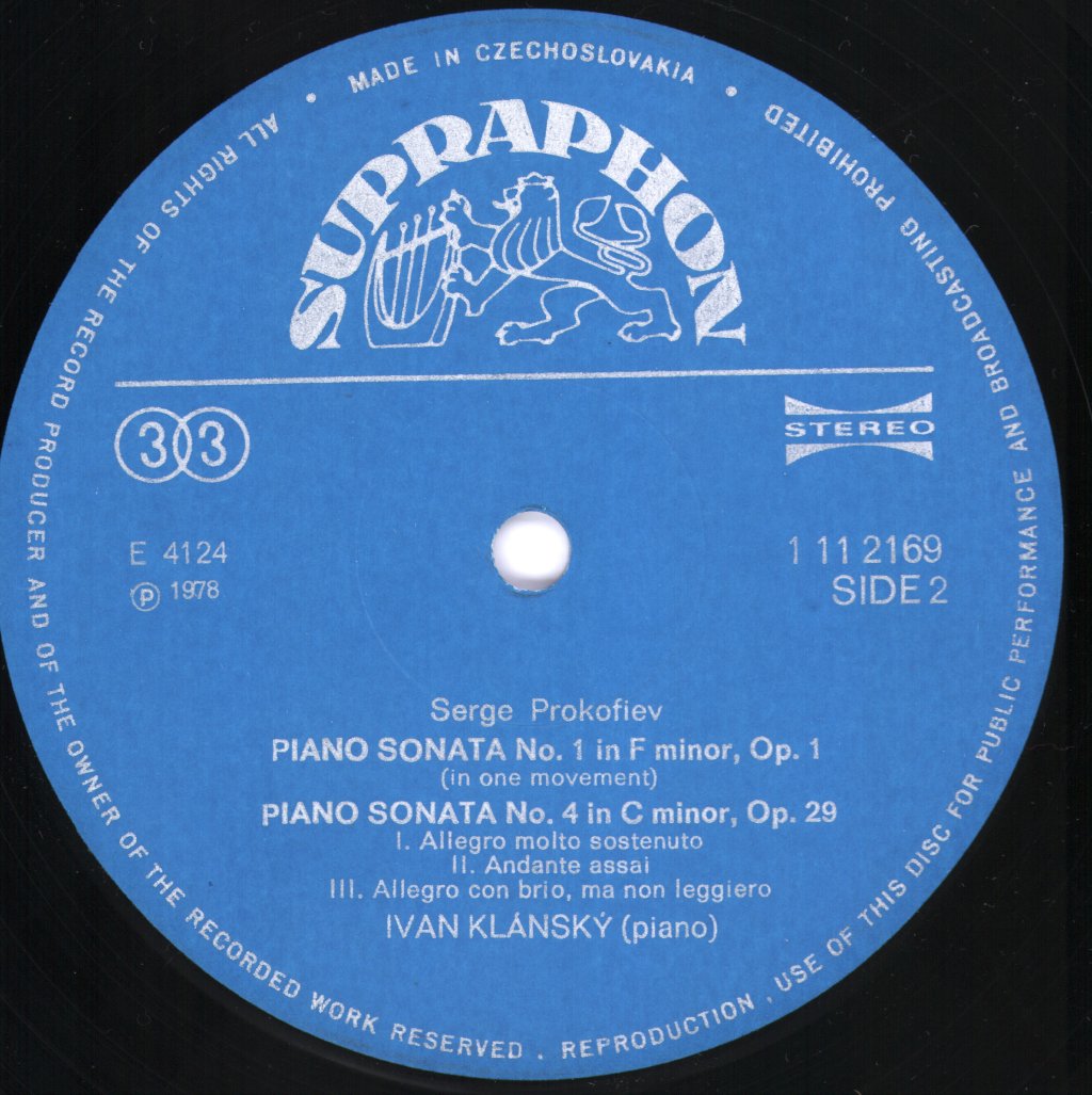 Ivan Klansky - Piano Sonatas - Chopin - No. 2 In B Flat Minor / Prokofiev - No. 1 In F Minor / No· 4 In C Minor - Lp