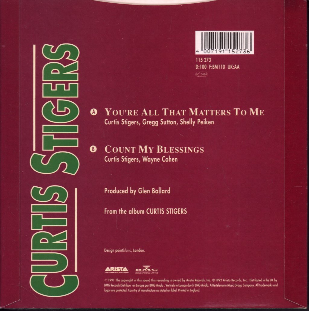 Curtis Stigers - You're All That Matters To Me - 7 Inch