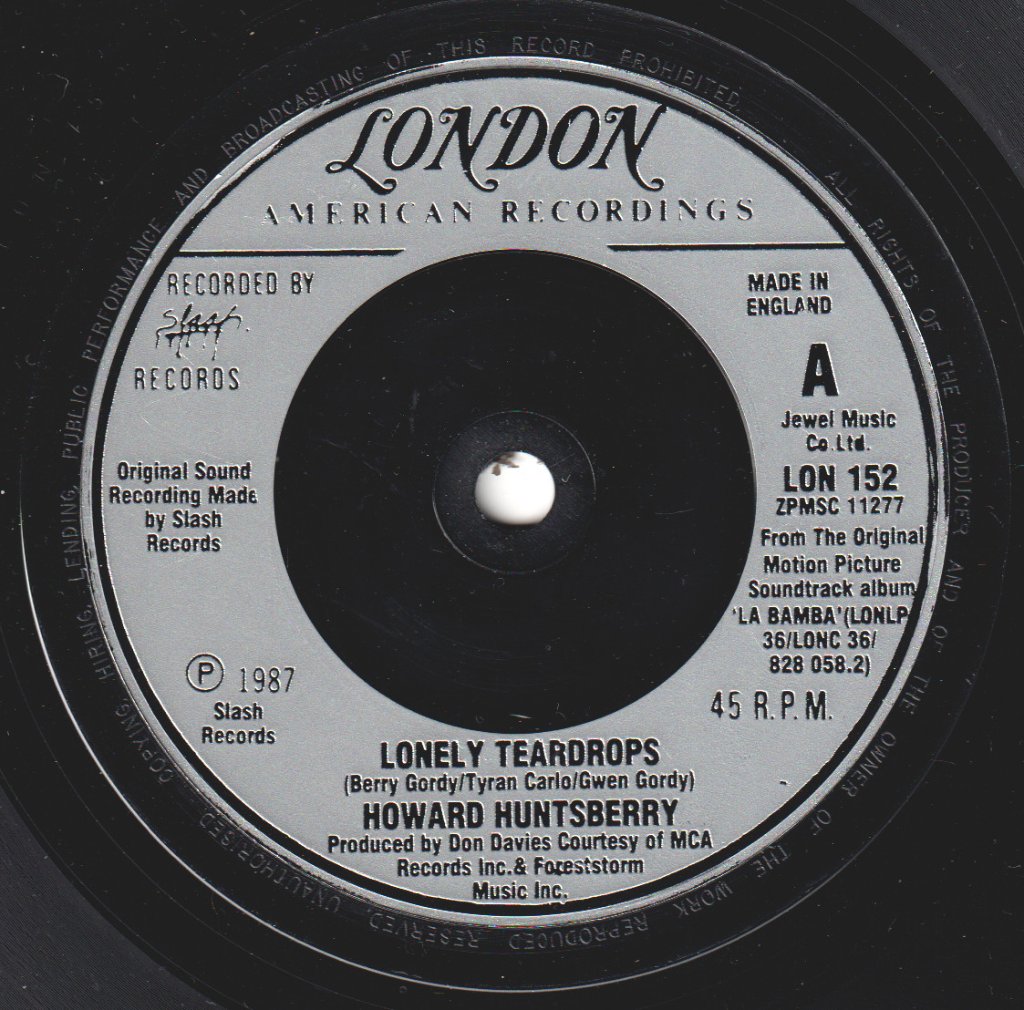 Howard Huntsberry - Lonely Teardrops - 7 Inch