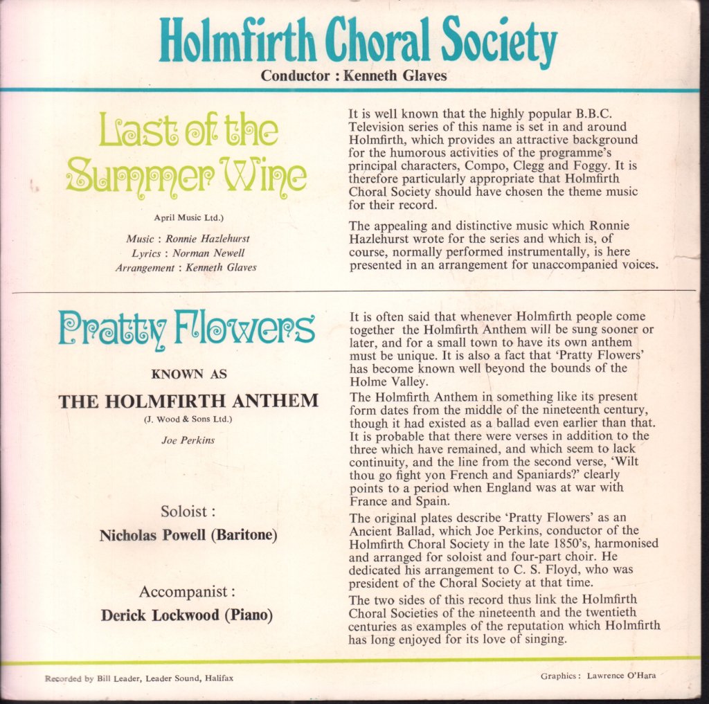 Holmfirth Choral Society - Last Of The Summer Wine - 7 Inch