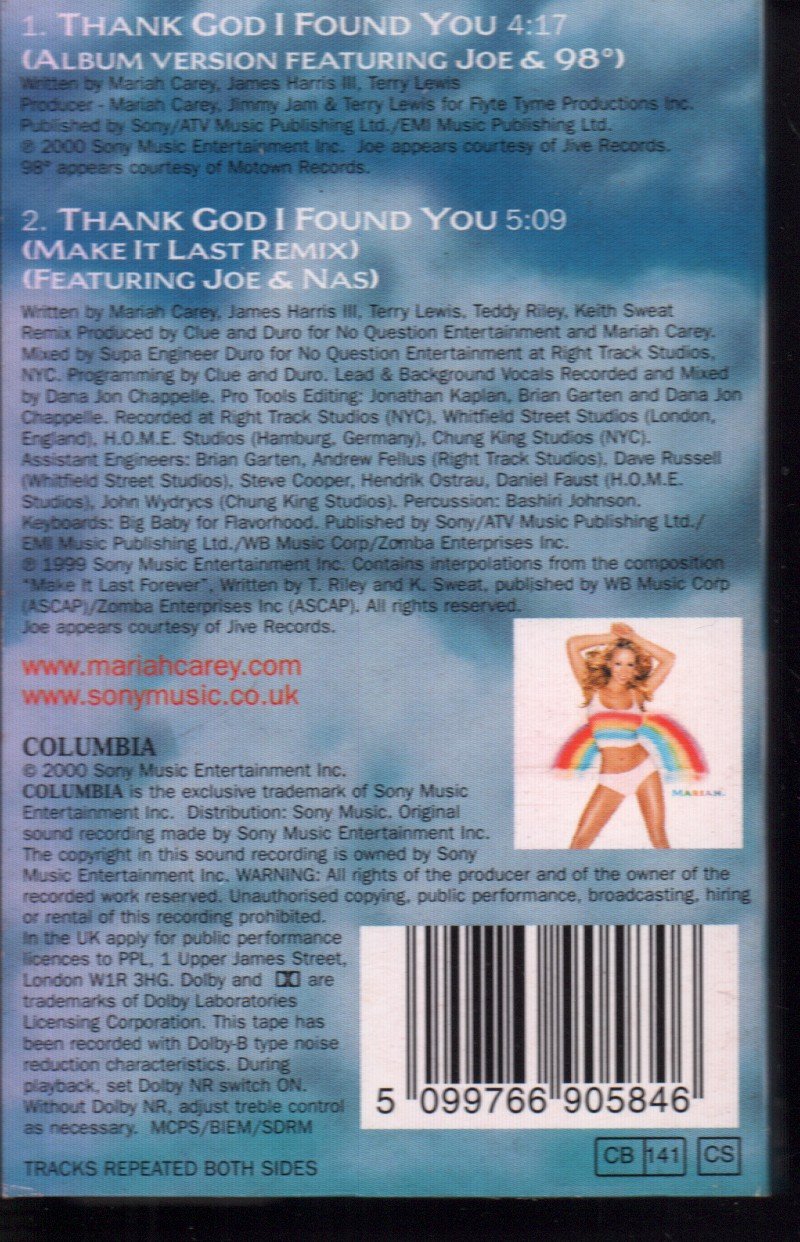 Mariah Carey - Thank God I Found You - Cassette