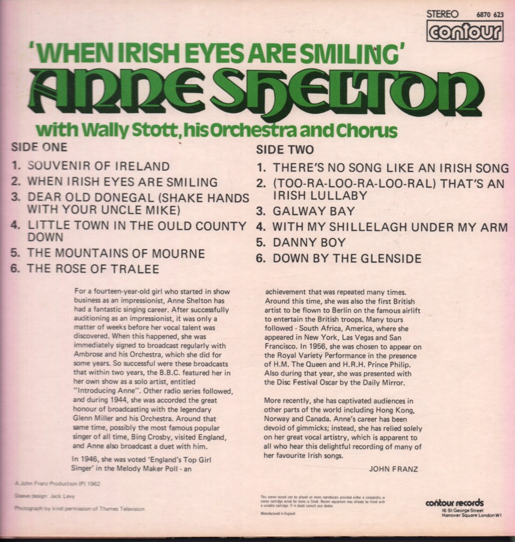 Anne Shelton - When Irish Eyes Are Smiling - Lp