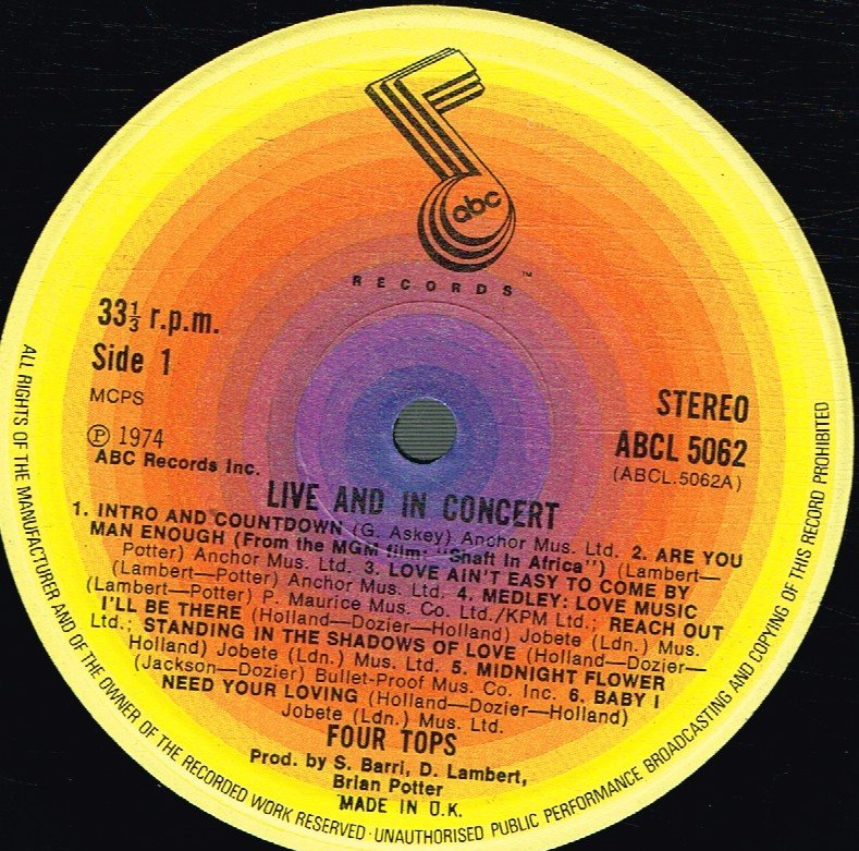 Four Tops - Live & In Concert - Lp