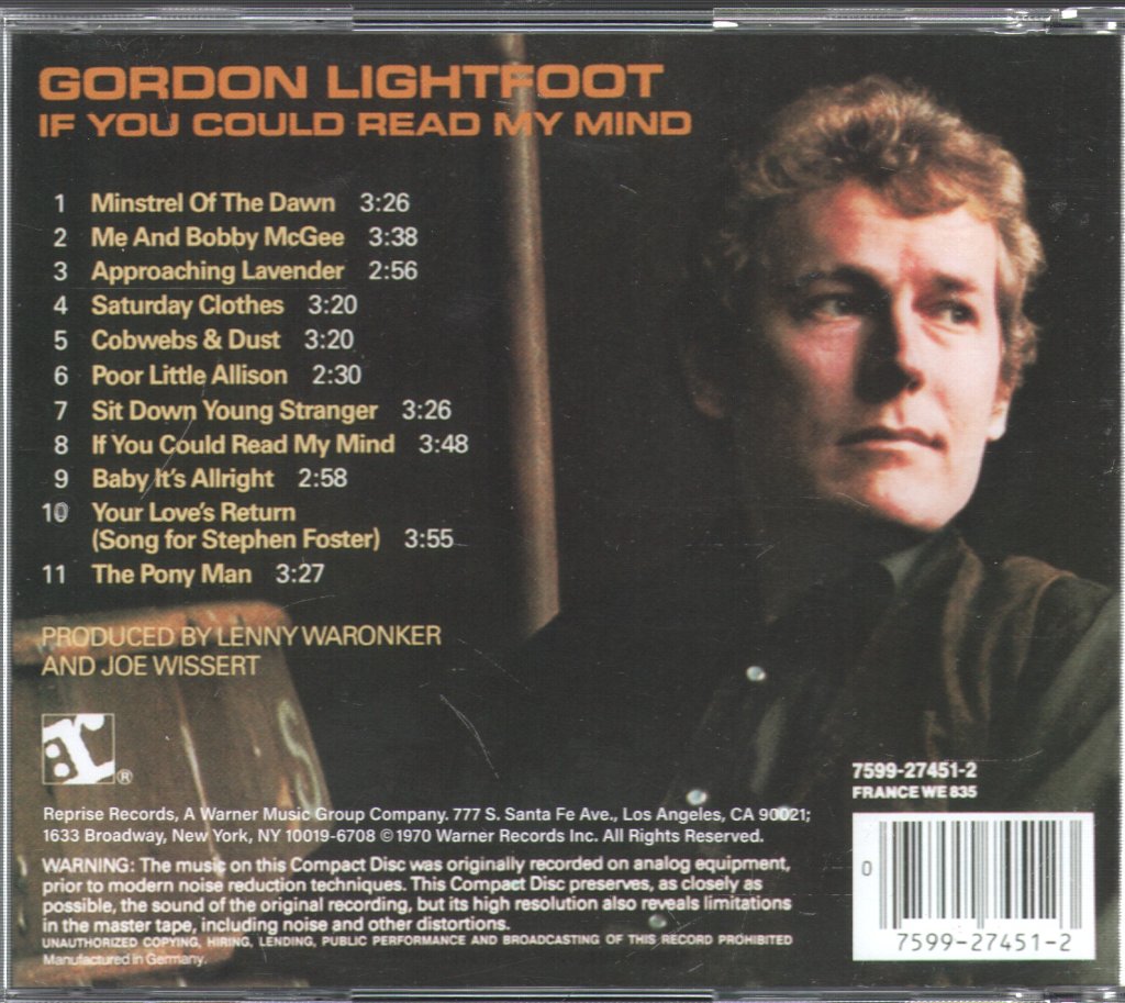 Gordon Lightfoot - If You Could Read My Mind - Cd
