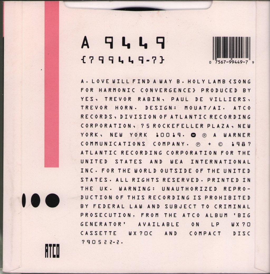 Yes - Love Will Find A Way - 7 Inch