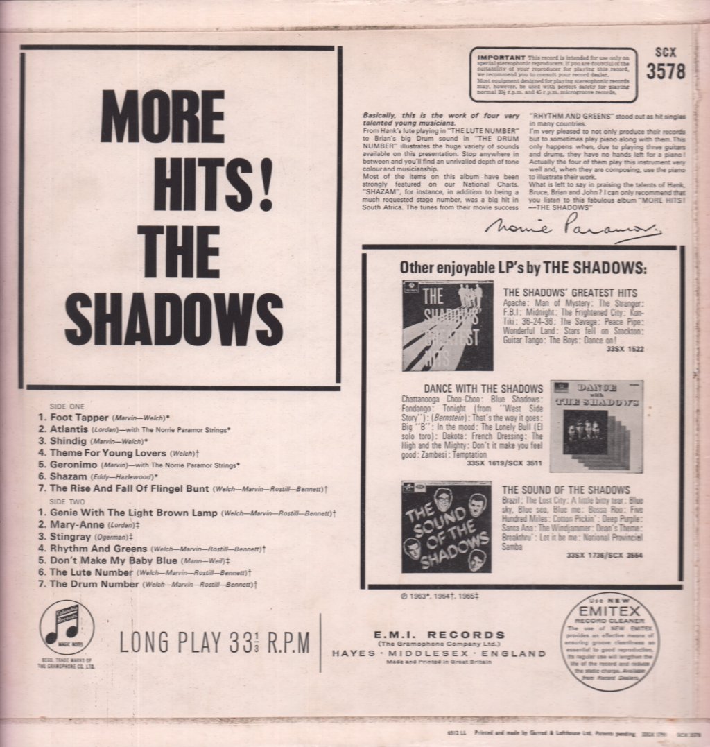 Shadows - More Hits - Lp