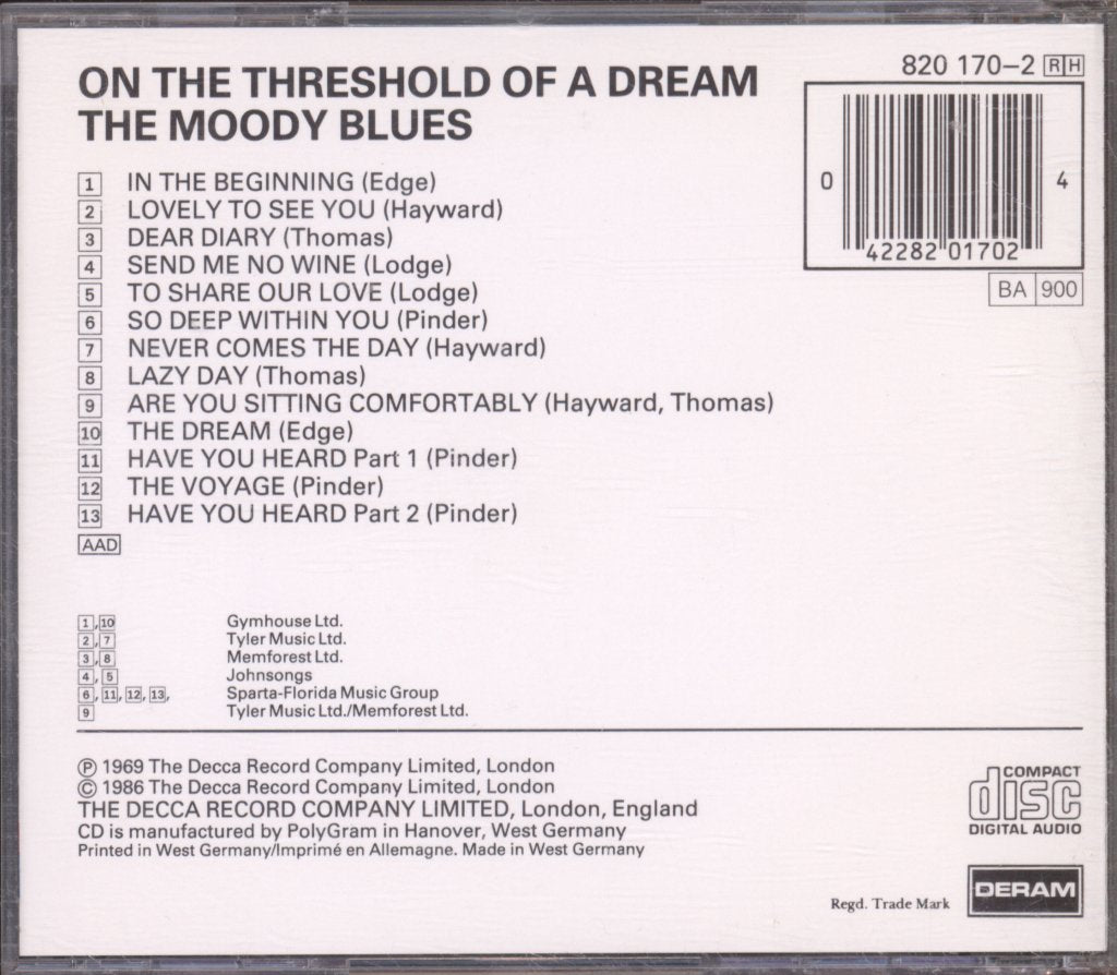Moody Blues - On The Threshold Of A Dream - Cd