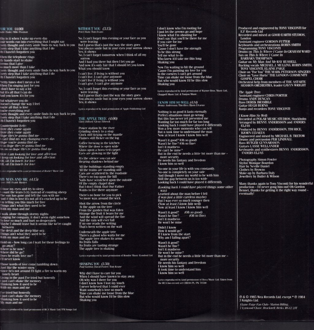 Elaine Paige - Love Hurts - Lp