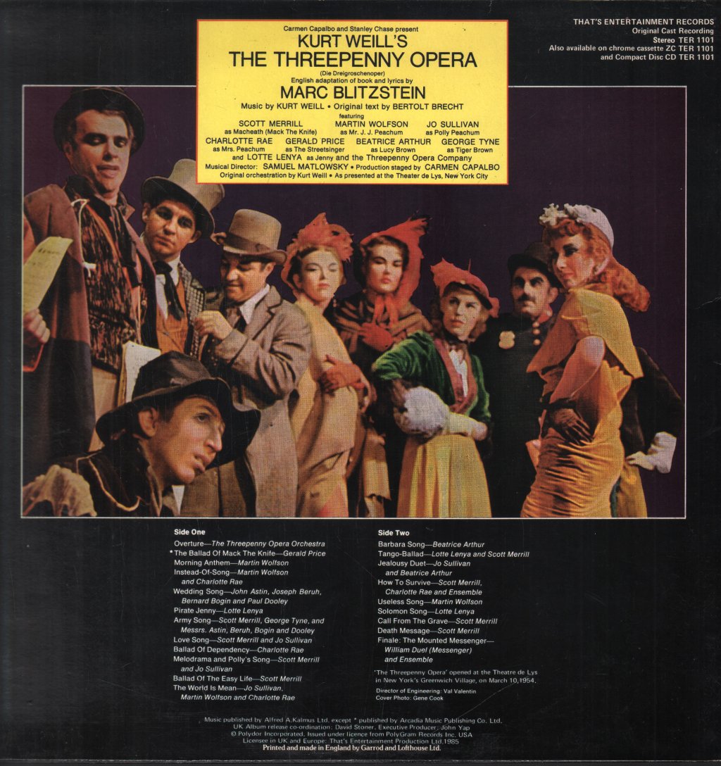 Threepenny Opera - Original Cast Recording - Lp
