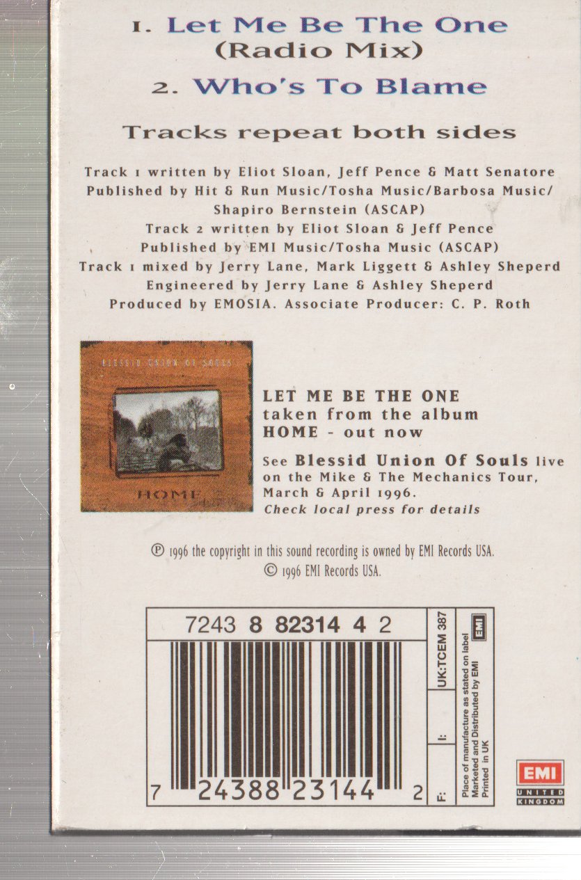 Blessid Union Of Souls - Let Me Be The One - Cassette