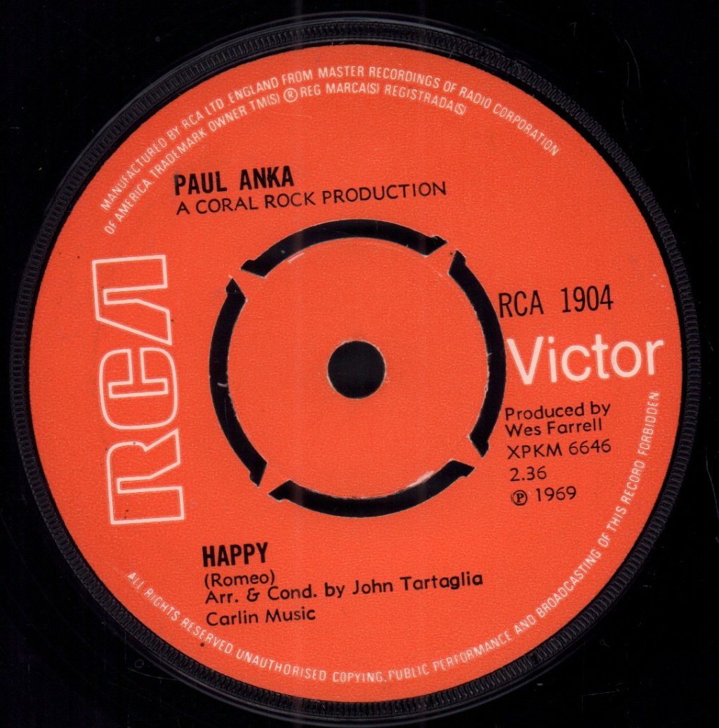 Paul Anka - Happy - 7 Inch