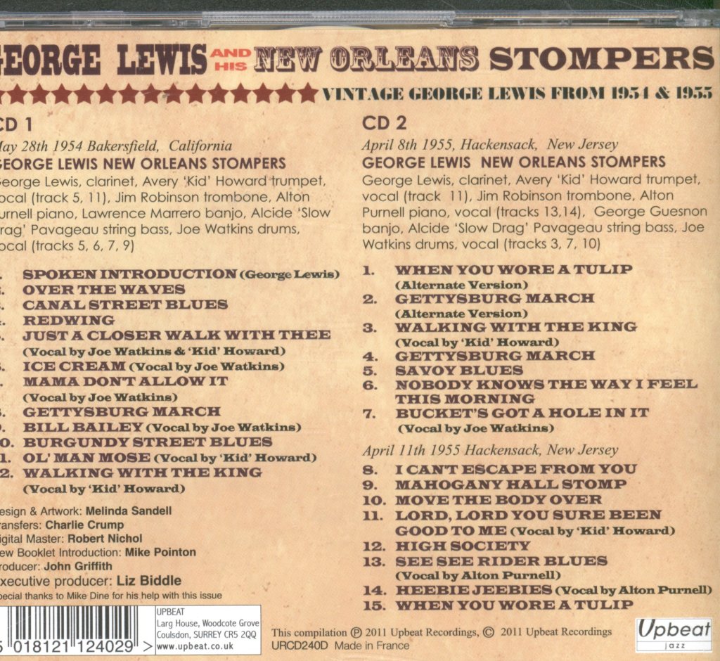 George Lewis And His New Orleans Stompers - Vintage George Lewis 1945 & 1955 - Double Cd