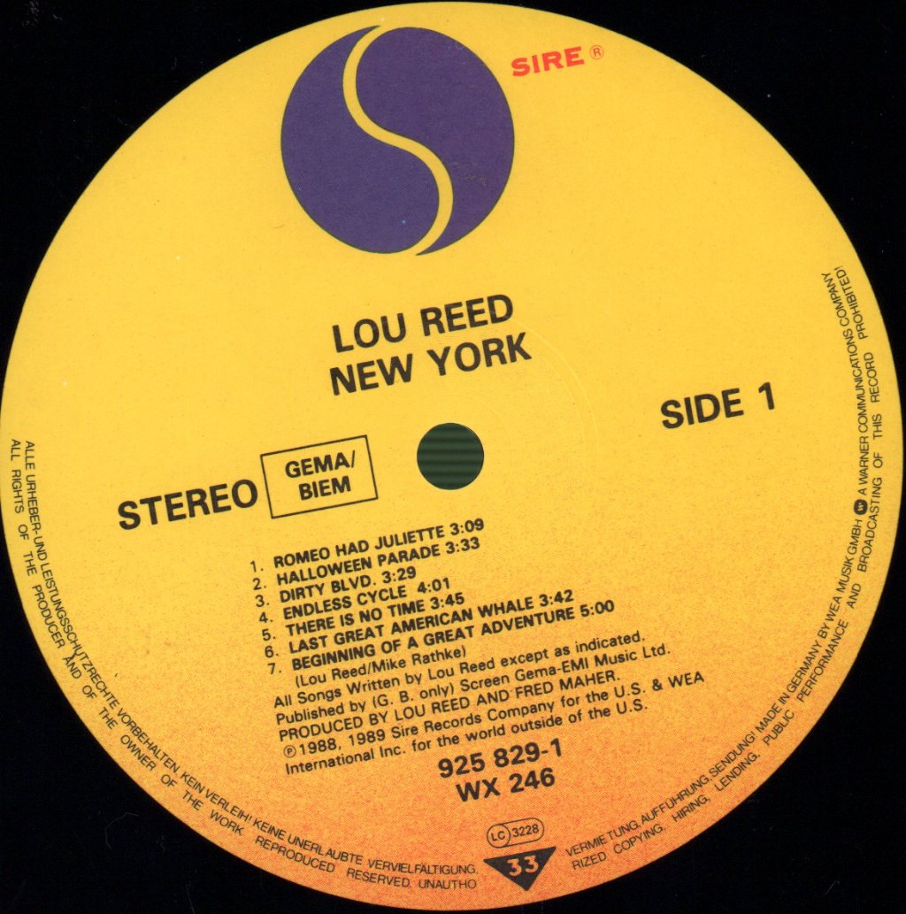 Lou Reed - New York - Lp