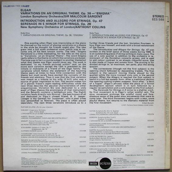 London Symphony Orchestra / new symphony orchestra of london - elgar enigma Variations Introduction And Allegro Serenade For Strings - Lp