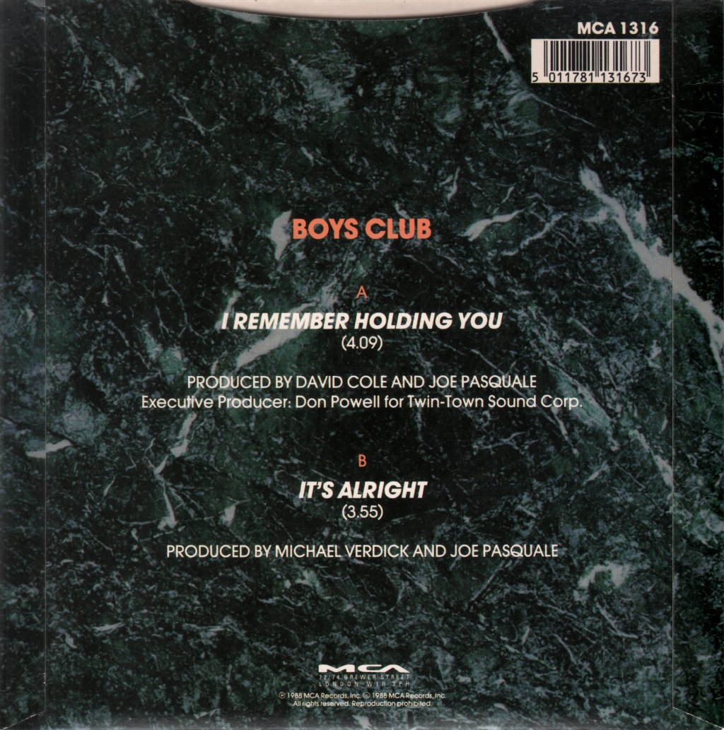 Boys Club - I Remember Holding You - 7 Inch