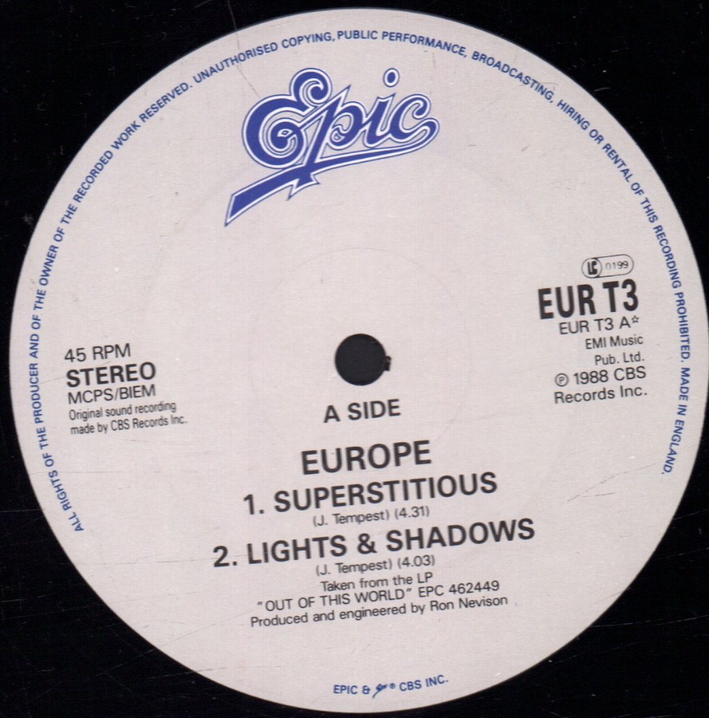 Europe - Superstitious - 12 Inch
