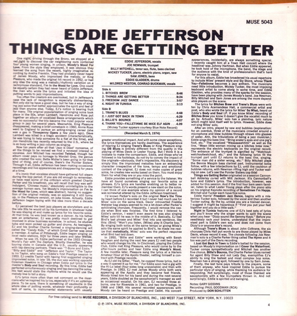 Eddie Jefferson - Things Are Getting Better - Lp
