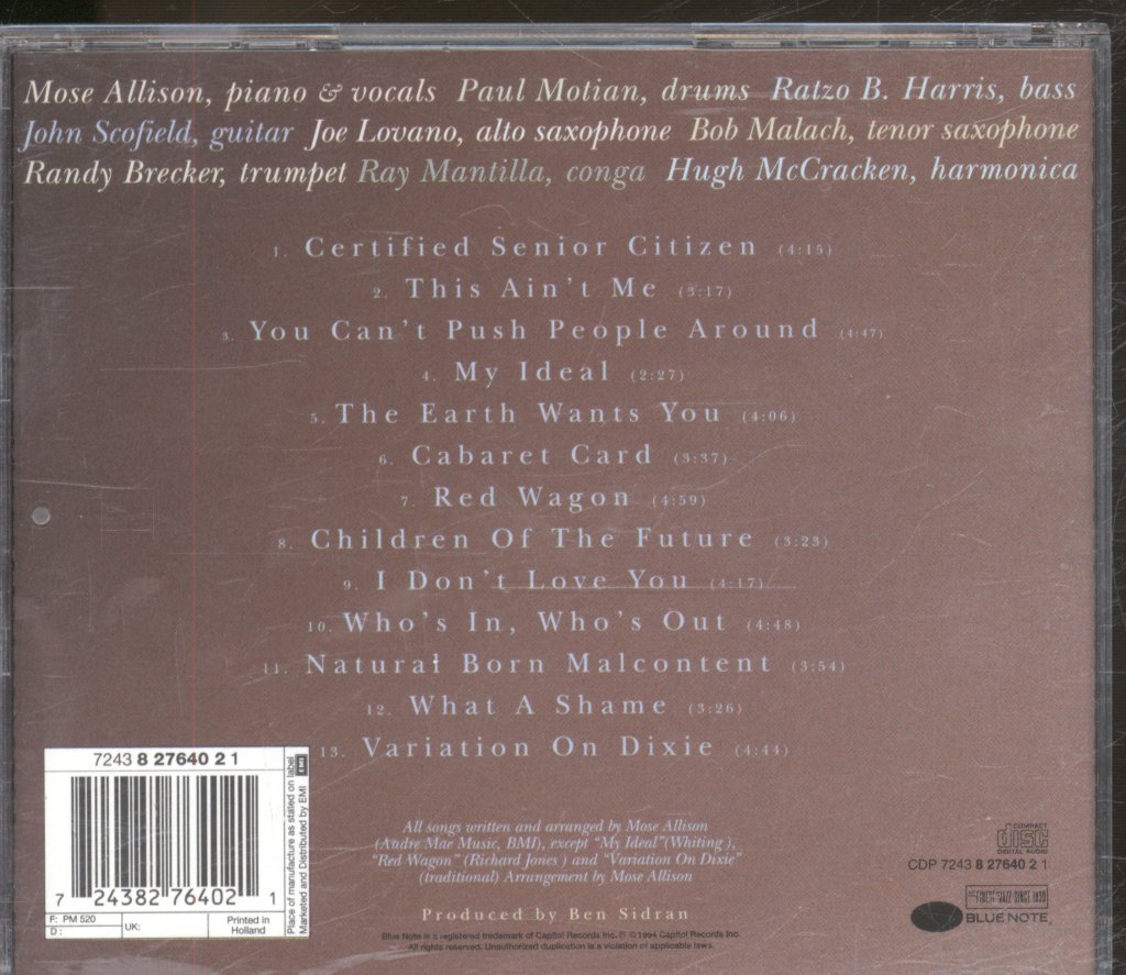 Mose Allison - Earth Wants You - Cd