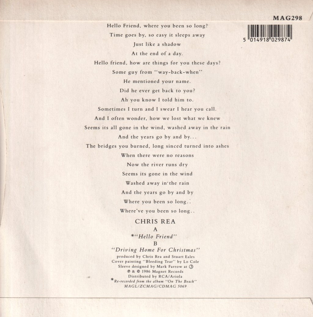 Chris Rea - Hello Friend - 7 Inch