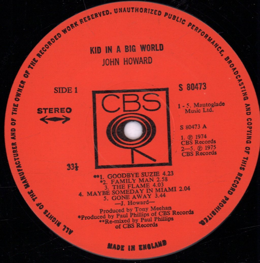 John Howard - Kid In A Big World - Lp