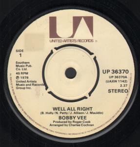 Bobby Vee - Well All Right - 7 Inch