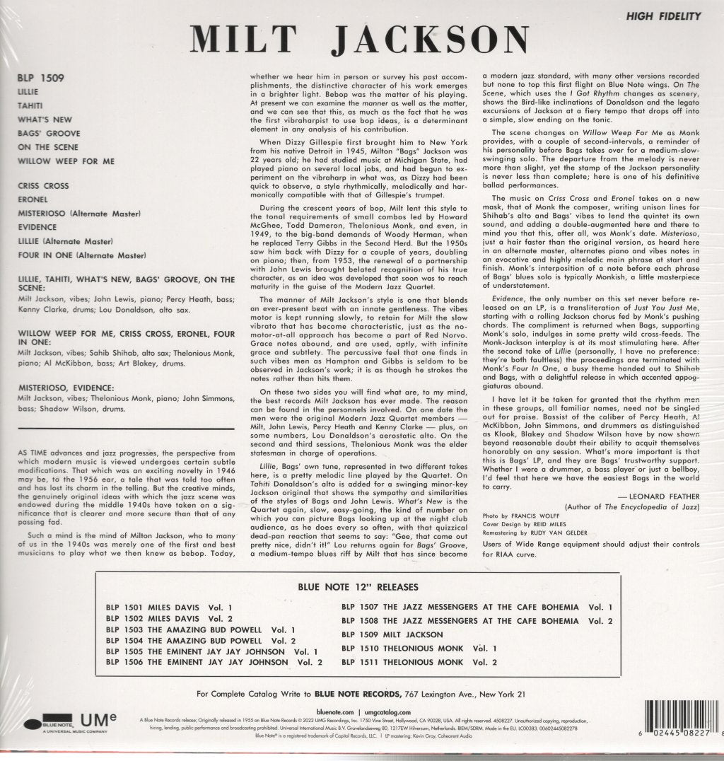 Milt Jackson - with the Thelonious Monk Quintet - Lp