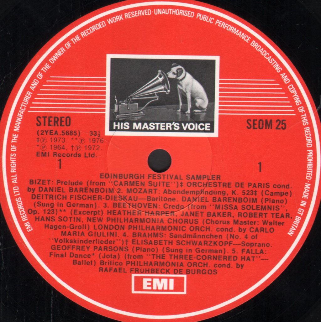Various Artists - Edinburgh '76 HMV Artists At The Edinburgh International Festival - Lp