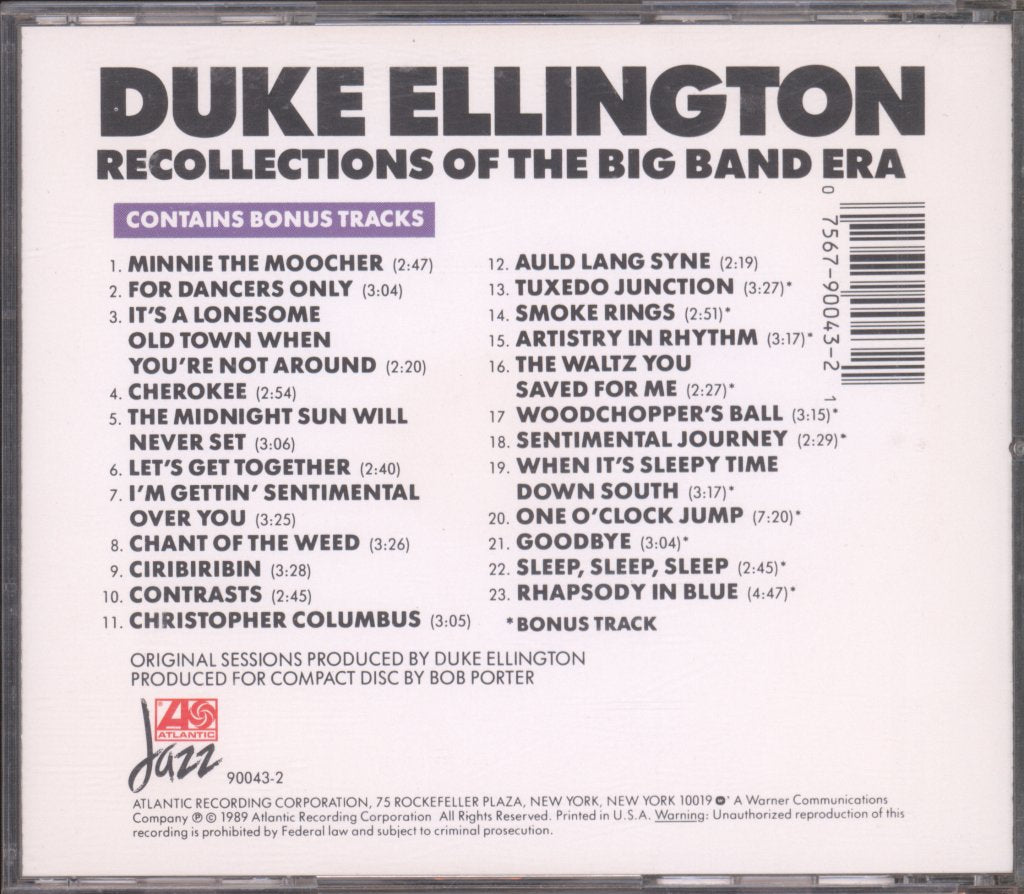 Duke Ellington - Recollections Of The Big Band Era - Cd