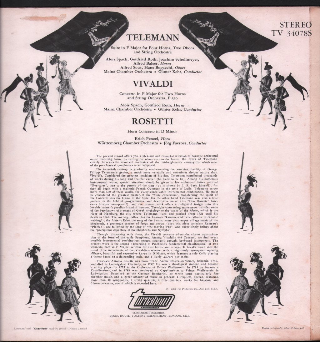 Various Artists - Vivaldi Telemann Rosetti - Concerti For Horn And Orchestra - Lp