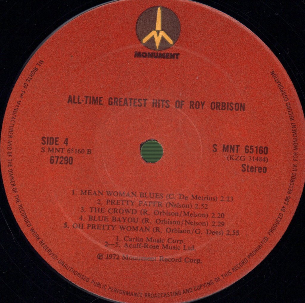 Roy Orbison - All Time Greatest Hits - Double Lp