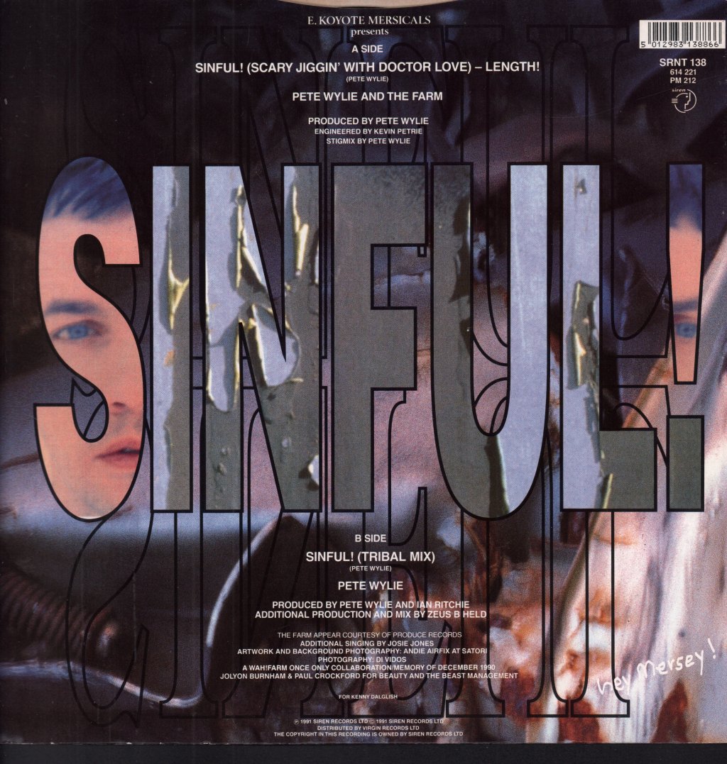 Pete Wylie And The Farm - Sinful - 12 Inch