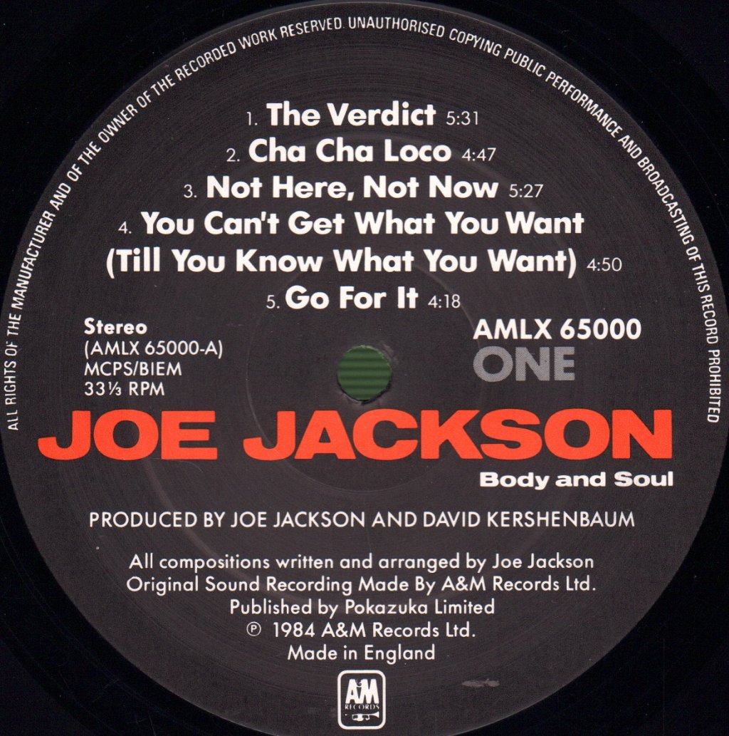 Joe Jackson - Body And Soul - Lp