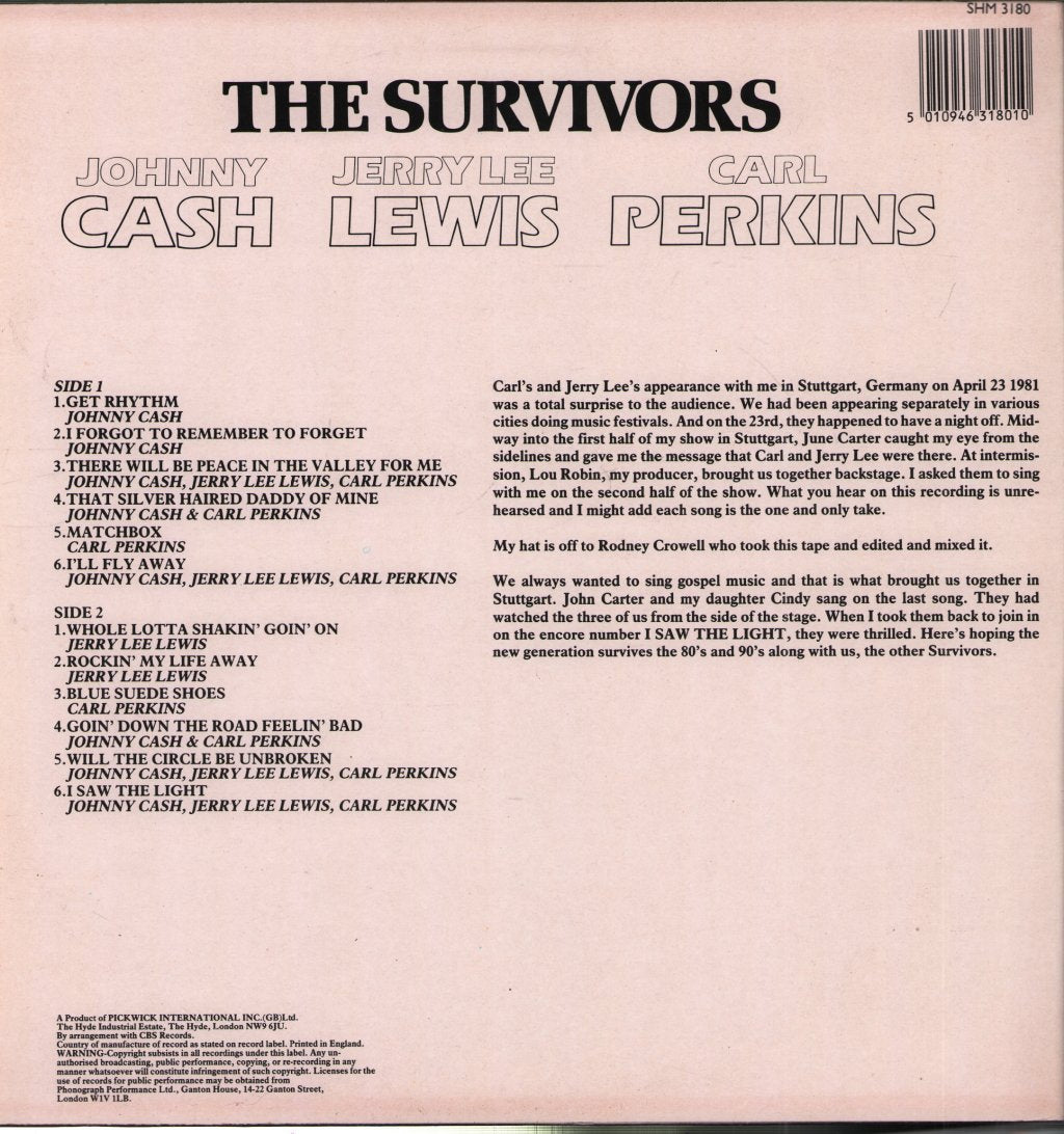 Johnny Cash, Jerry Lee Lewis and Carl Perkins - Survivors - Lp
