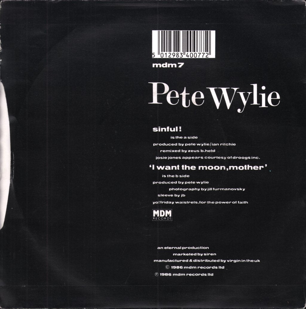 Pete Wylie - Sinful - 7 Inch