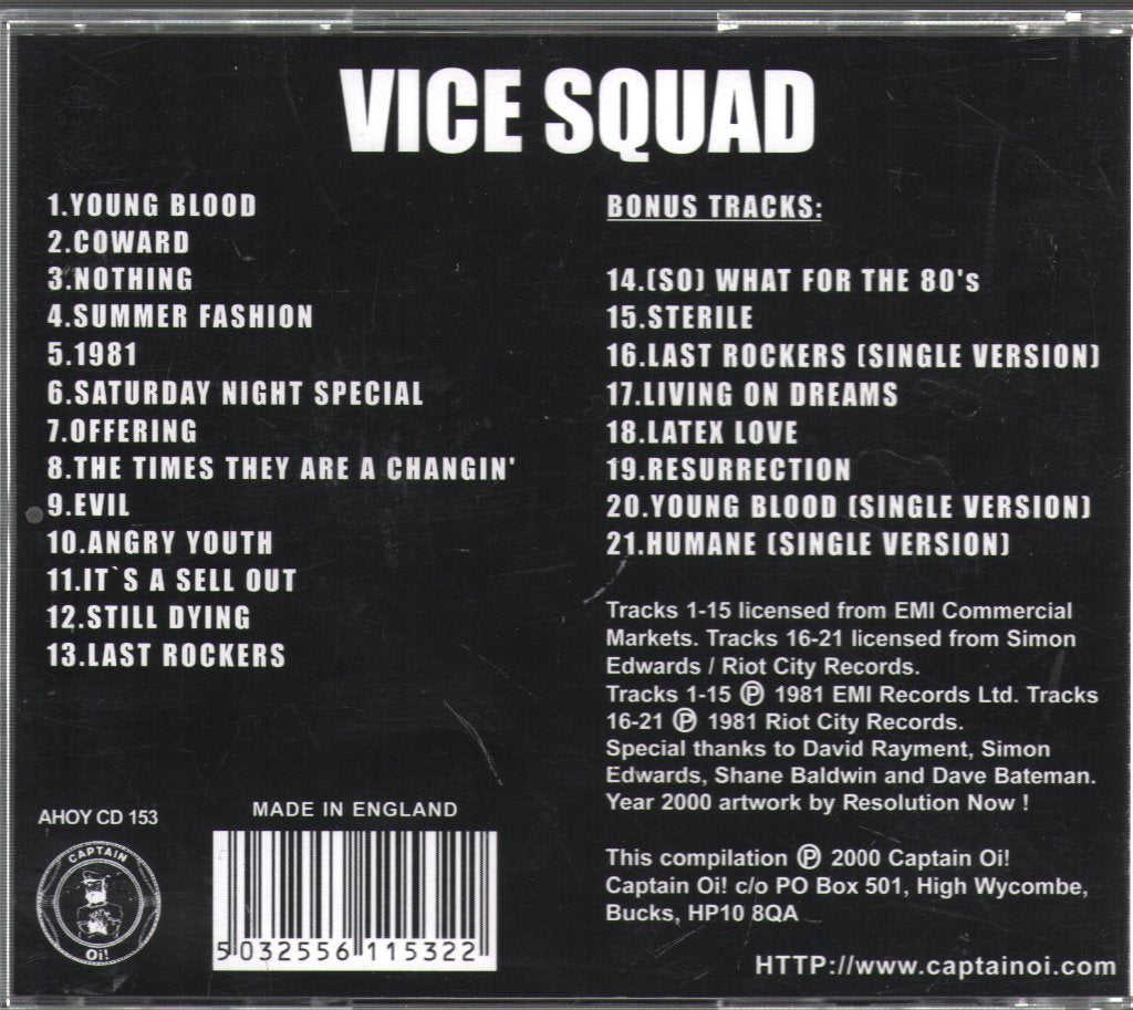 Vice Squad - No Cause For Concern - Cd